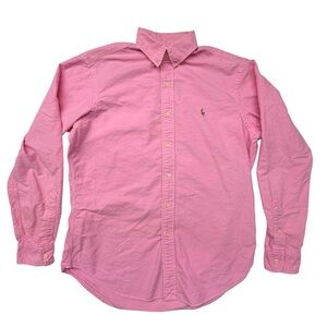 Ralph Lauren Mens Medium Pink Cotton Button-Down Shirt Classic Fit Long Sleeve